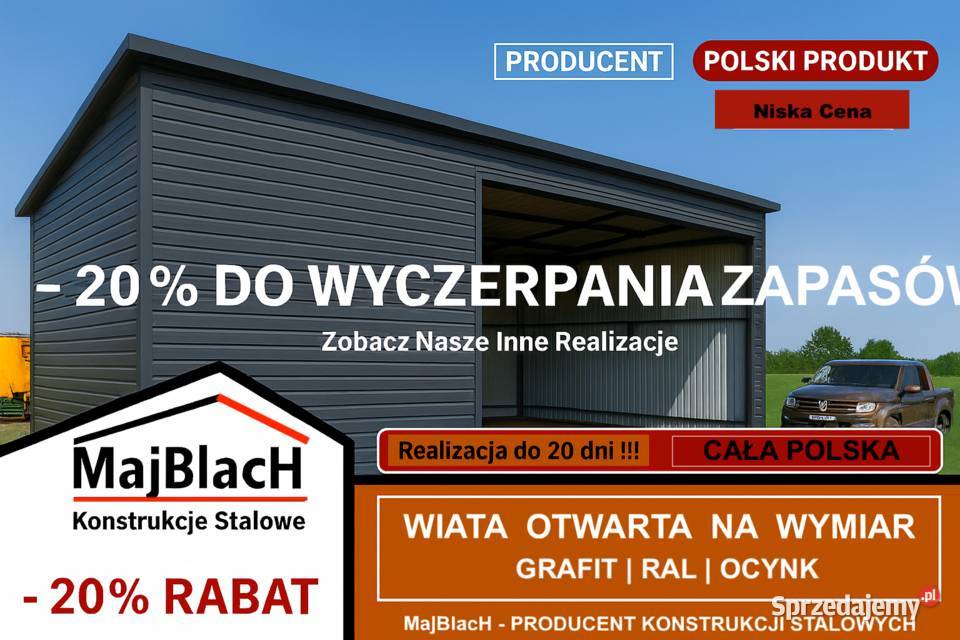 Garaż Blaszany Jednospadowy GRAFITOWYZłoty Dąb Głogów