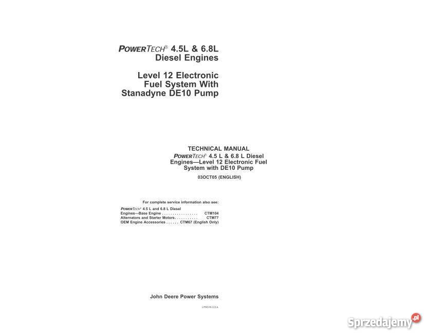 John Deere 45L 68L 6059T DIESEL silnik Kielce