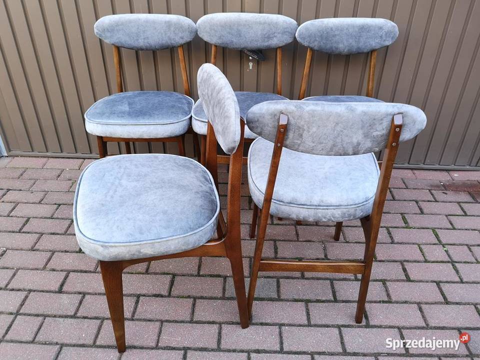 Krzesła PRL Hałas Stare Komplet 5 Sztuk Swarzędz