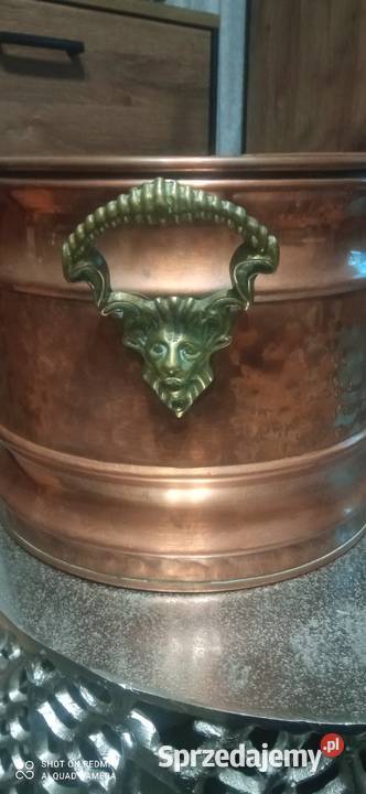 Doniczka miedziana z uchwytami bokach podlaskie