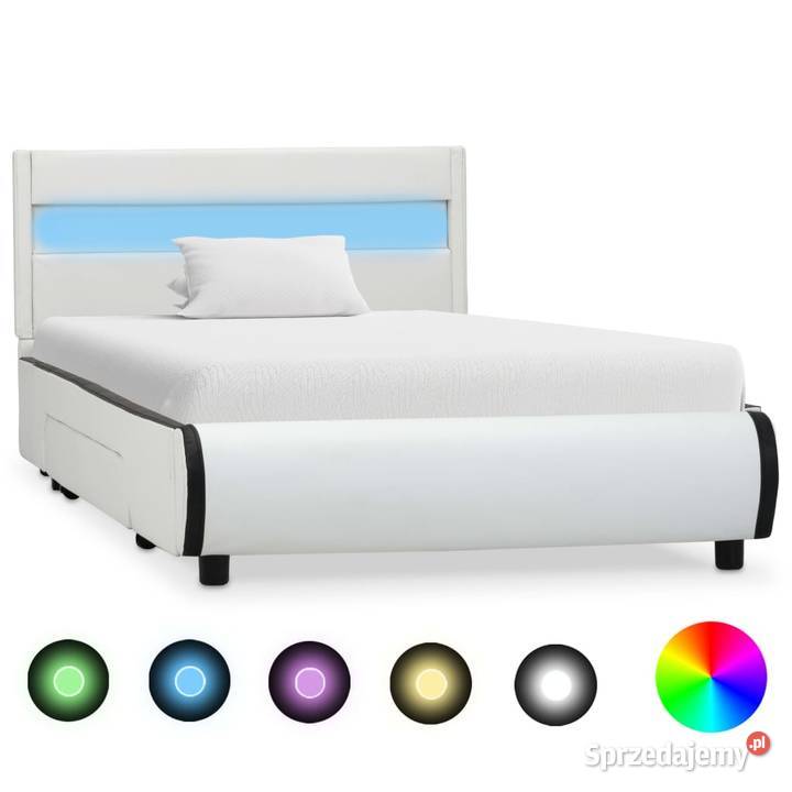 vidaXL Rama łóżka z LED, biała,284966