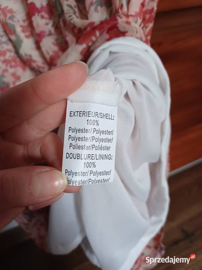 Sukienka beżowa różowa w kwiaty rozmiar L Rzeszów