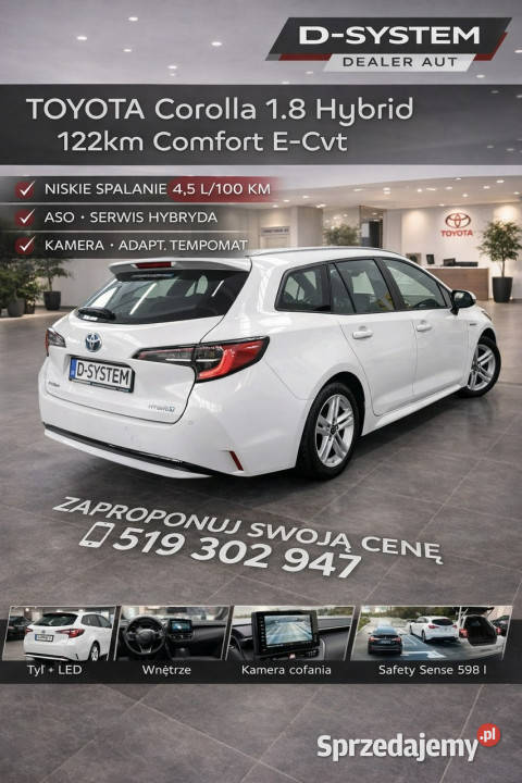 Toyota Corolla 2122 Salon Polska 18 HYBRID 1wł z klimatyzacja Corolla Białystok sprzedam