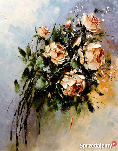 Obraz olejny 50x40 kwiaty róże Warszawa