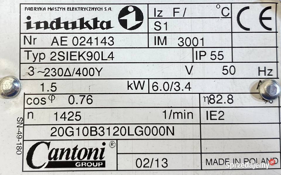 silnik elektryczny 15kW 1425obr 3fazowy INDUKTA Pigża sprzedam
