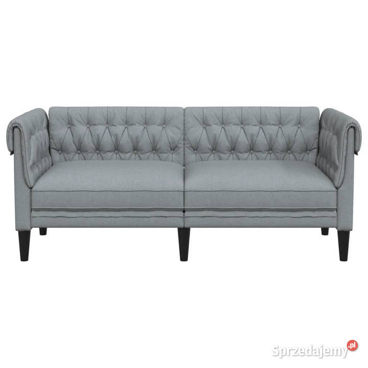 Sofa Chesterfield dwuosobowa jasnoszara obita mazowieckie Warszawa