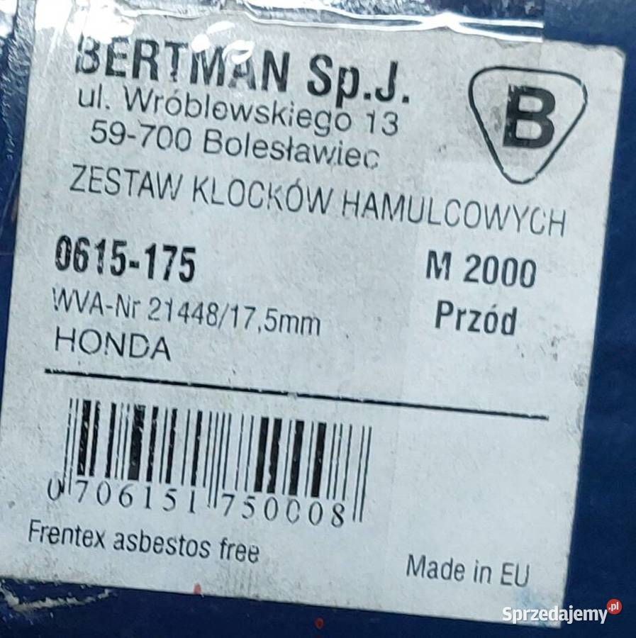 KLOCKI HAMULCOWE PRZÓD HONDA CIVIC 8287 klocki Mielęcin sprzedam