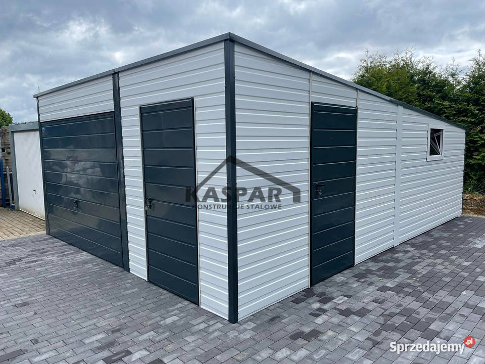 Garaz blaszany 5x6 2x Brama uchylna 2x drzwi wielkopolskie Piła