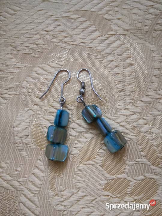 Wiszące kolczyki zielonoperłowe kosteczki Łódź