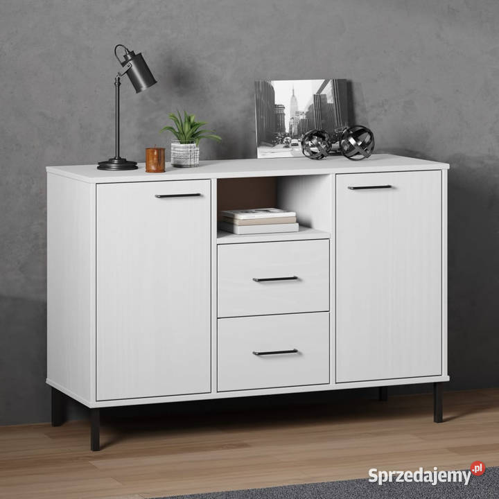 Komoda OSLO metalowe nóżki biała 113x40x77 lite Warszawa