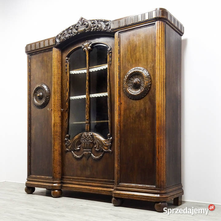 Antyczna BIBLIOTEKA drewniana ZDOBIONA Wysoka Kalisz sprzedam