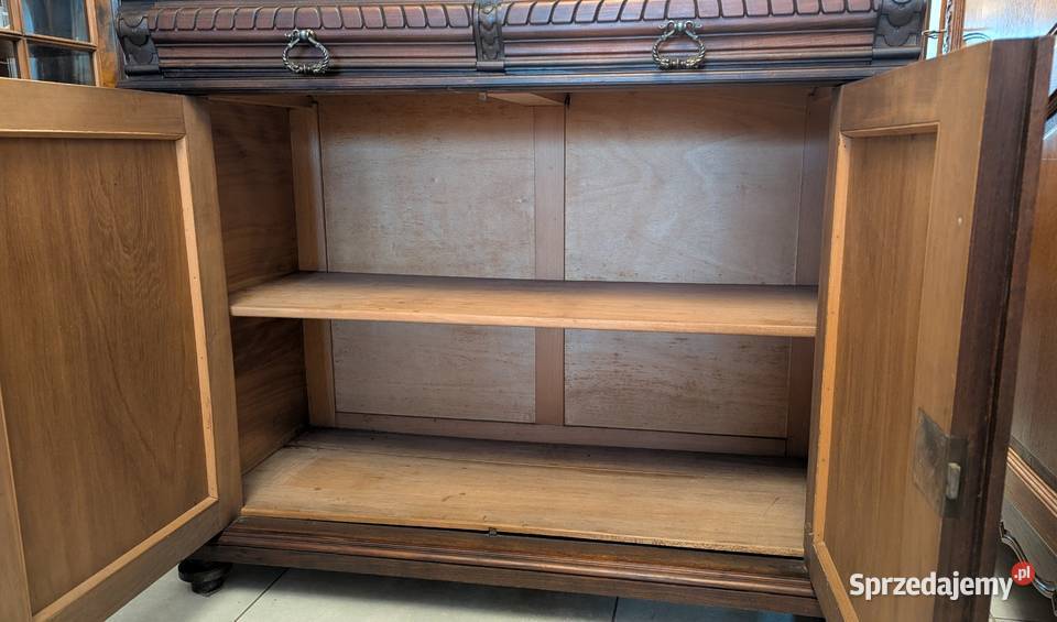 Piękna dębowa komodaszafka secesyjna z marmurem śląskie Dąbrowa Górnicza