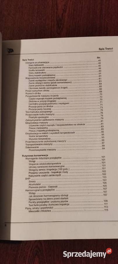 Podręcznik operatora koparko ładowarki JCB 3CX 4 miękka Pozostałe Stalowa Wola sprzedam