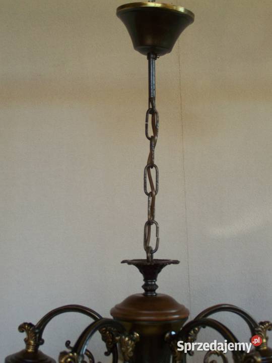 Żyrandol pięcioramienny z kloszami z ręcznie Koszalin