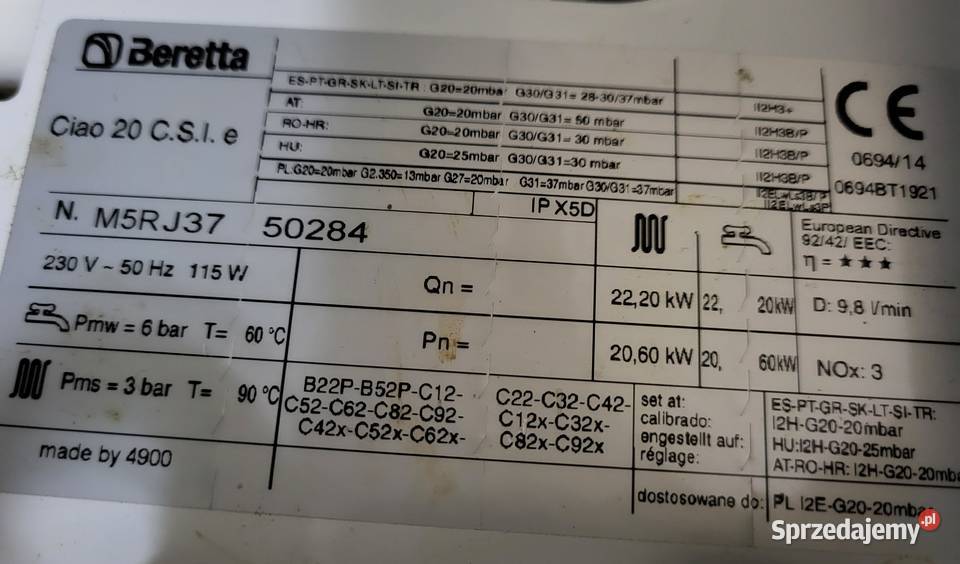 Beretta Ciao 20 CSI e piec gazowy części Kotły i Piece CO