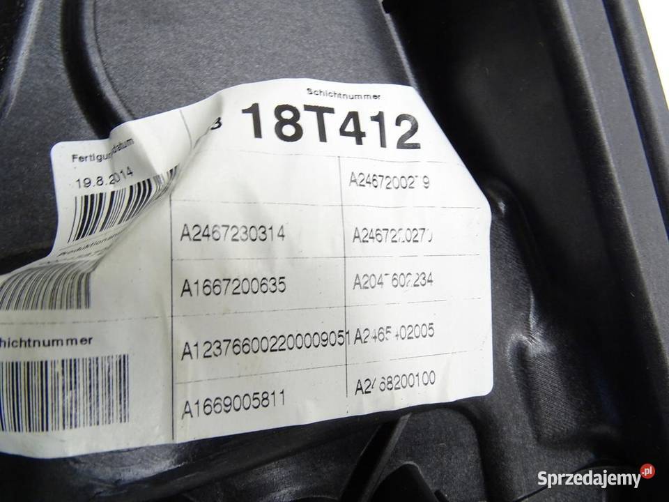 MECHANIZM PODNOŚNIK SZYB PRAWY PRZÓD A2467200279 sprzedam