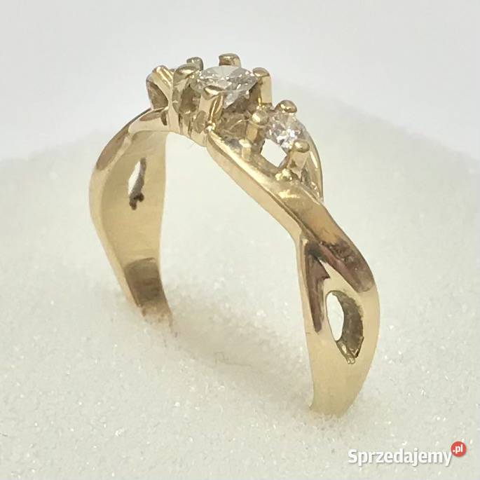 Złoty PIERŚCIONEK 585 14K DIAMENTY 025ct CUD r12 mazowieckie Warszawa