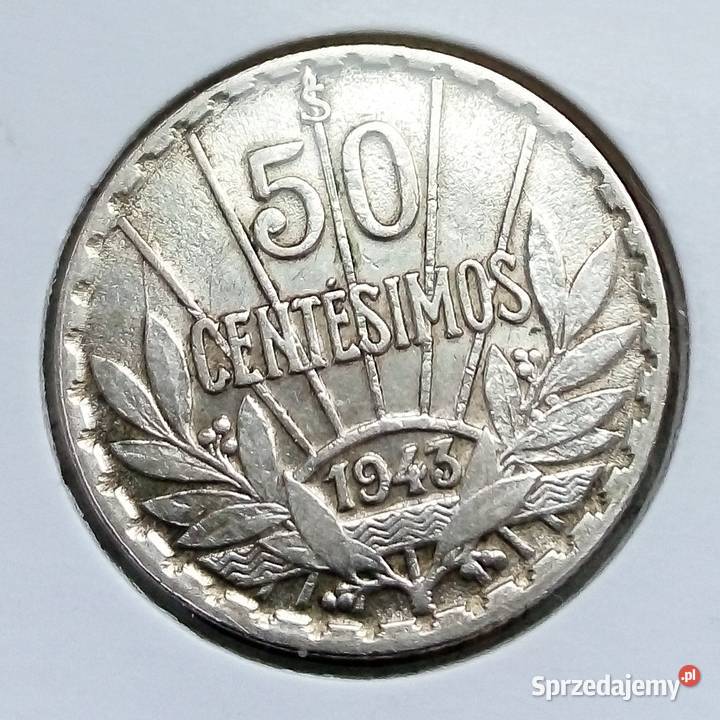 URUGWAJ 50 CENTESIMOS 1943 rSREBRO 90700 ARTIGAS Legionowo