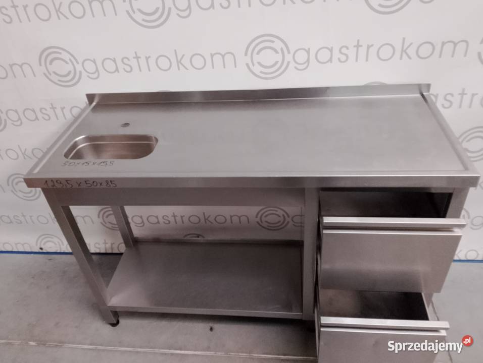 Stół ze zlewemL i blokiem 2 szuflad 130x50x85 dolnośląskie