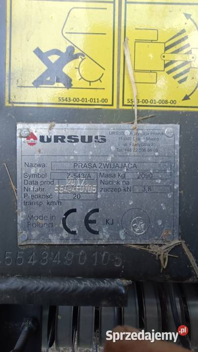 Sprzedam prasę Ursus Z543A Owijanie siatką łódzkie Tomaszów Mazowiecki
