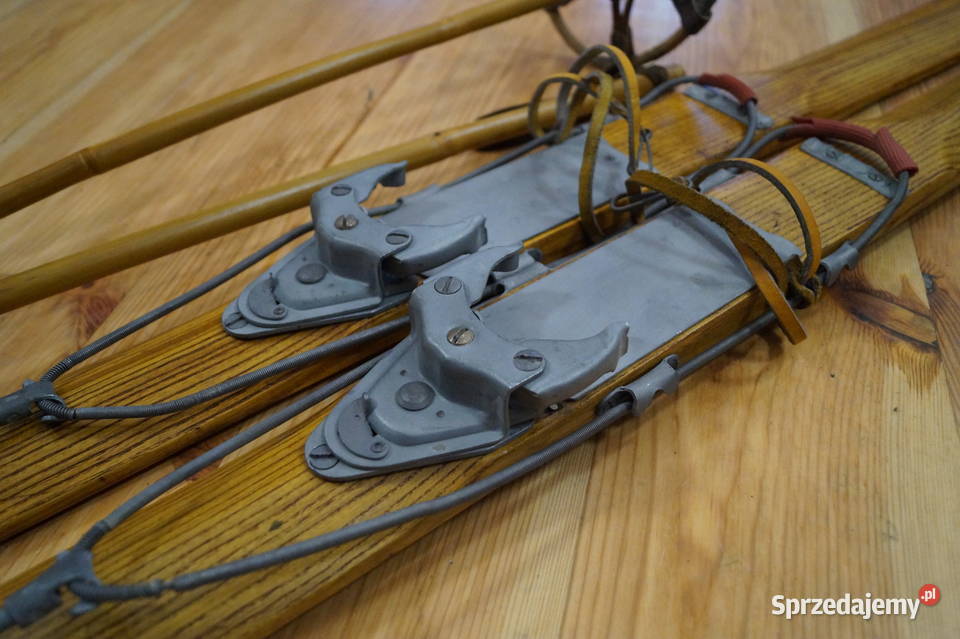 Stare narty jesionowe 185 z kijkami Pruchnik sprzedam