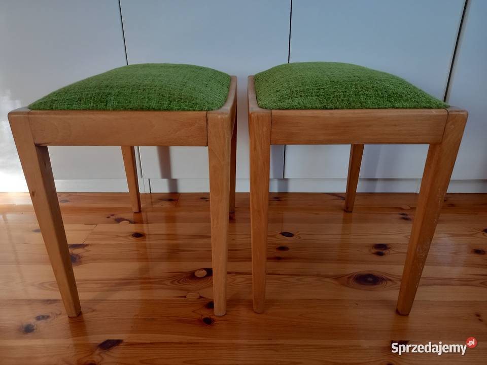 Stare taborety stołki podnóżki na sprężynach PRL Rawicz