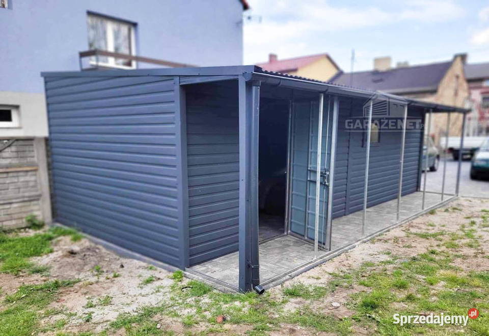 GARAŻ BLASZANY 33m x 7m SPAD W BOK BRAMA WIATA
