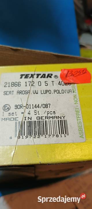 Klocki hamulcowe przód textar VW polo Lupo seat mazowieckie Warszawa