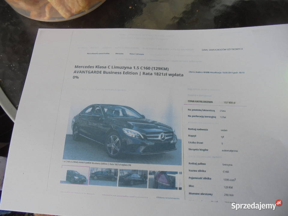 Sprzedam mercedesa c klase 2019 model 2020 17 1600cm3 Bydgoszcz
