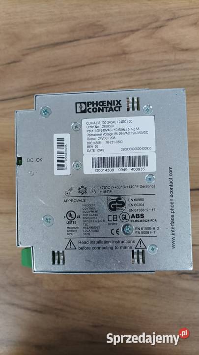 Zasilacz Phoenix QUINT 100 240AC 24DC 20 Leśna