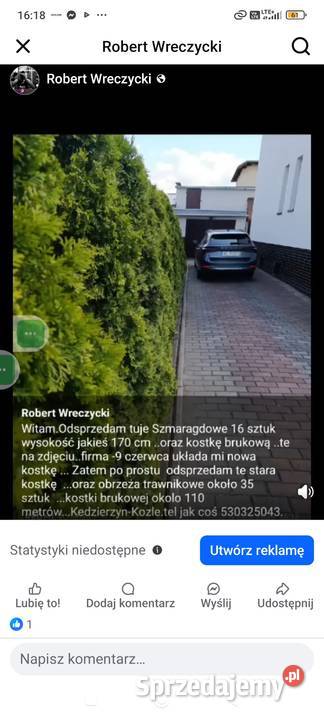 Odsprzedam kostkę brukowa110 m tuje szmaragdowe