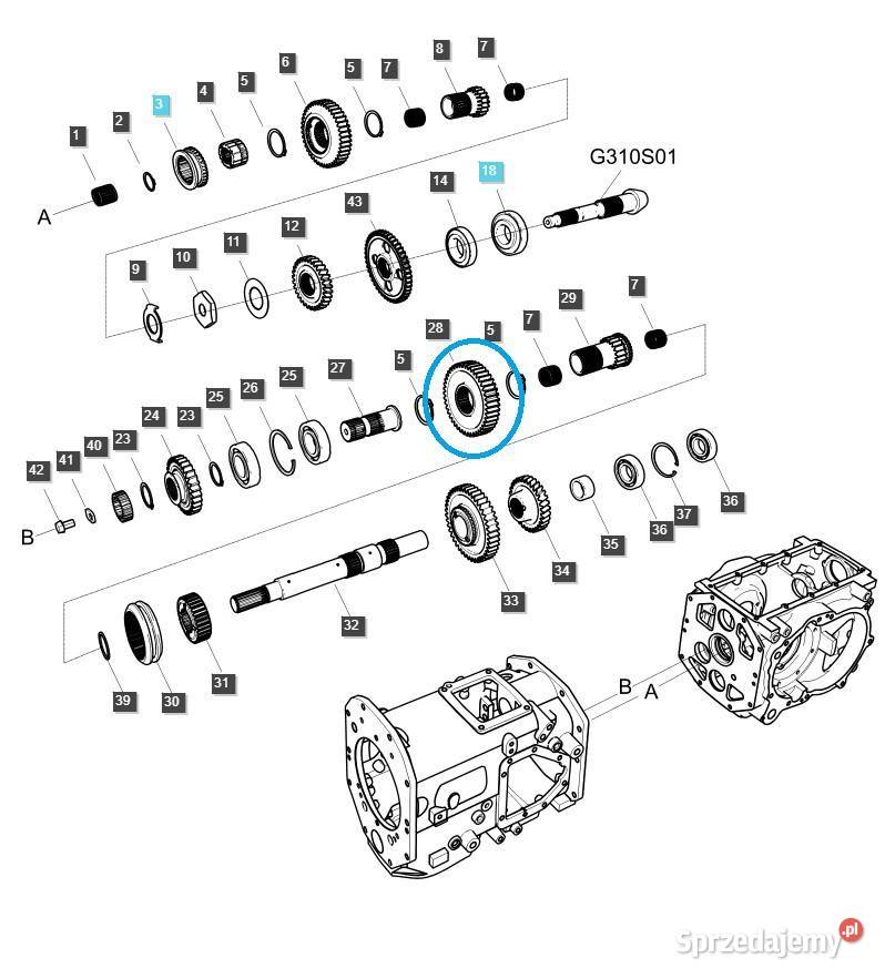 Zębatka biegów DRVN TRG285 LS Tractor 40009615 Tajęcina