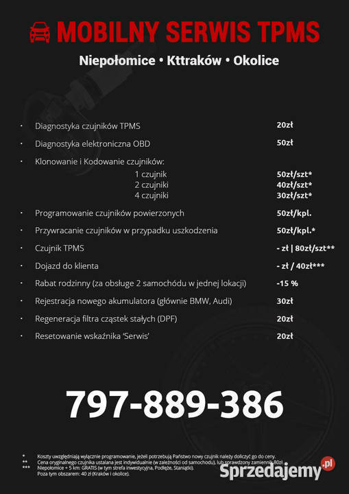 Programowanie czujników TPMS Klonowanie Serwis małopolskie
