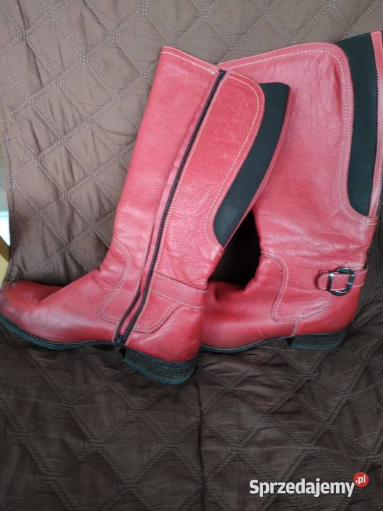 Czerwone kozaczki skórzane 40 dolnośląskie Wrocław