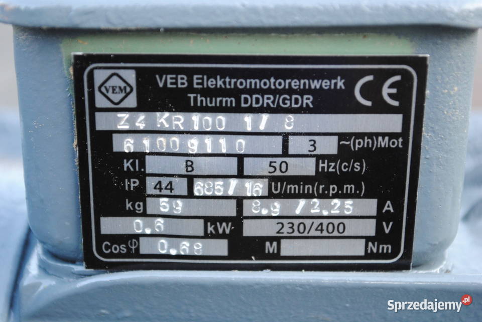 Motoreduktor 06kw 16obrmin Faktura VAT Kargowa