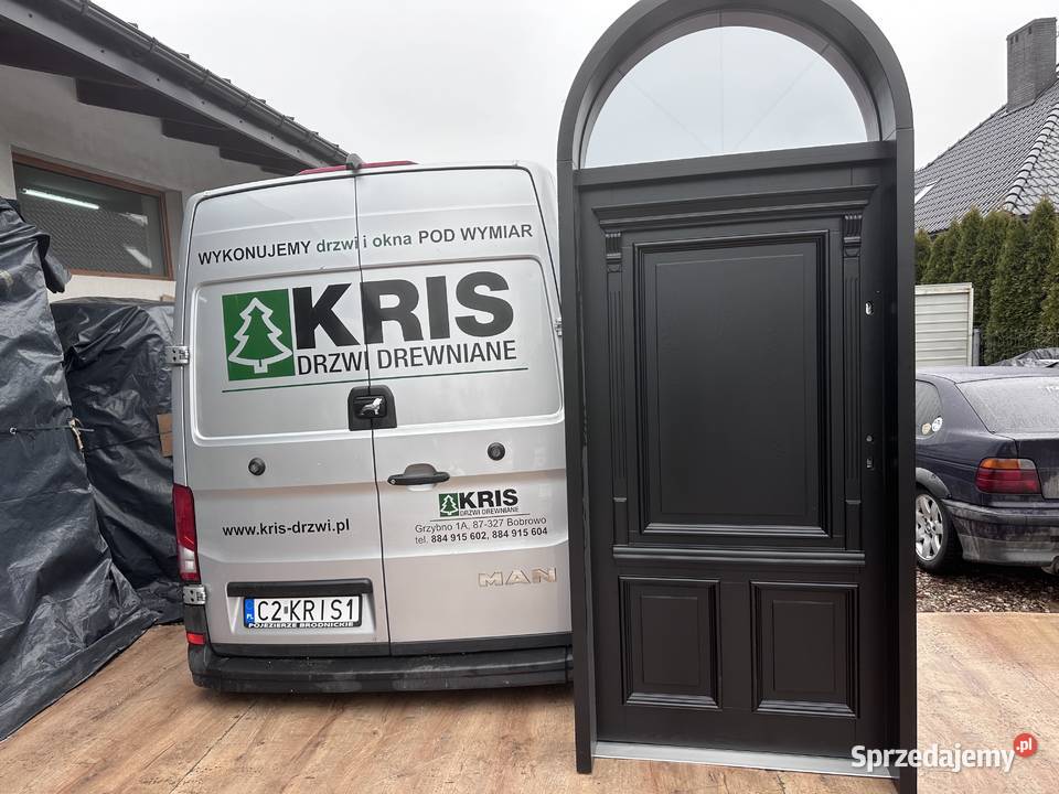 Drzwi zewnętrzne drewniane czarne łuk łukowe NA Katowice