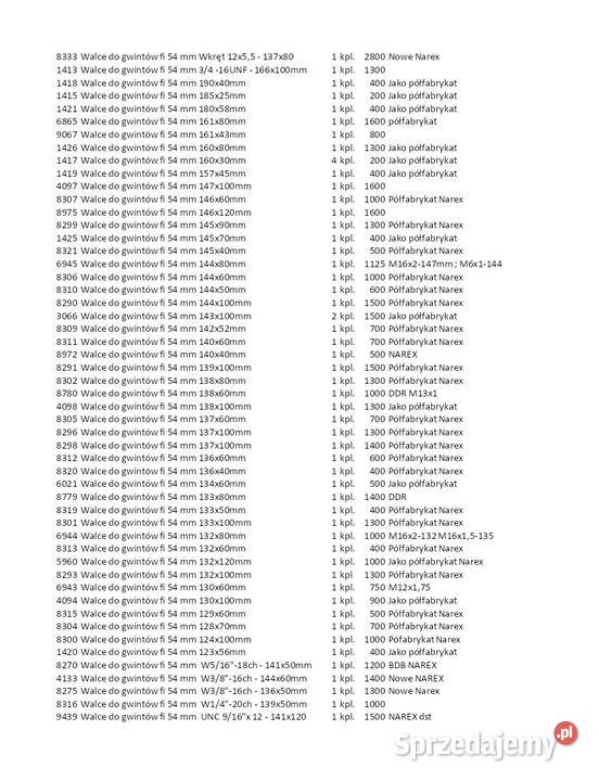 Walce do walcowania gwintów walcarki UPWS8 Kłobuck