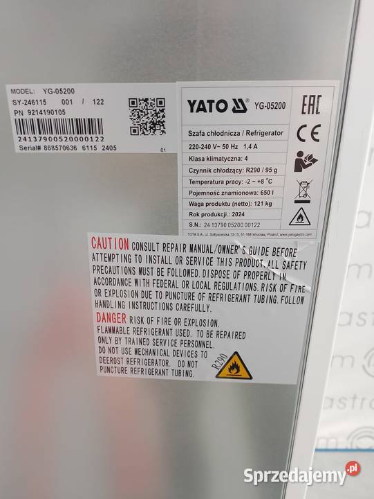 Szafa chłodnicza 1drzwiowa YATO YG05200 Wrocław