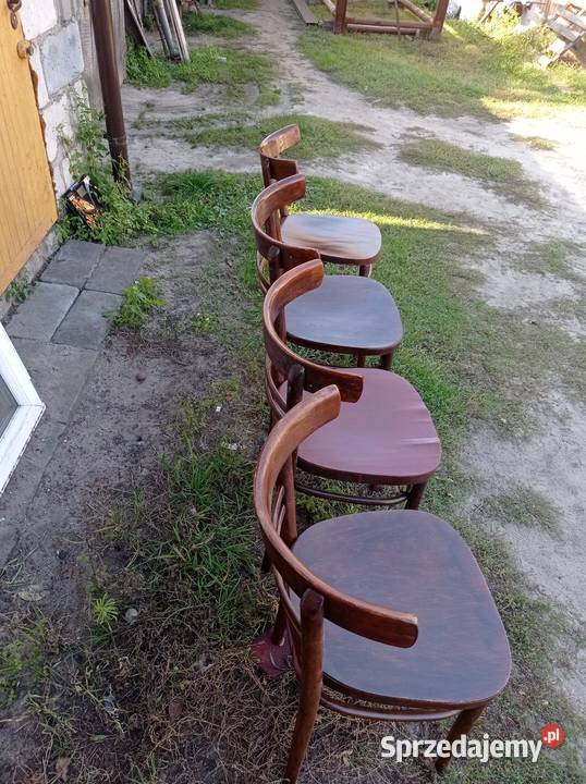Zabytkowe drewniane krzesła PRL 4 Krzesła