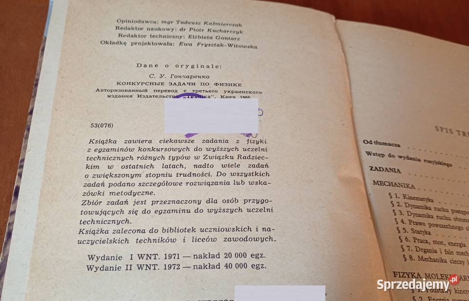 Zadania z fizyki SU Gonczarenko 1973 Gdańsk