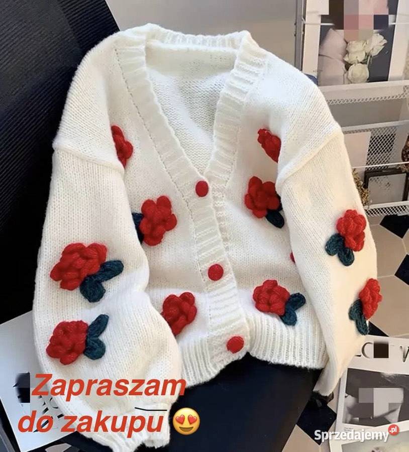 Kardigan sweter L piękny cieplutki Poznań