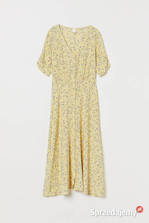 Maślana sukienka HM 50 5XL kwiaty midi tea dress zachodniopomorskie Szczecin