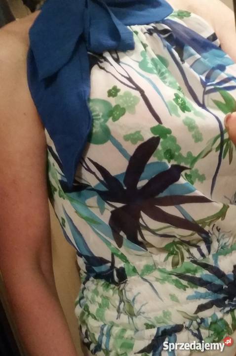 bluzka zwiewna letnia hawajska palmy lekka Bluzki i koszule