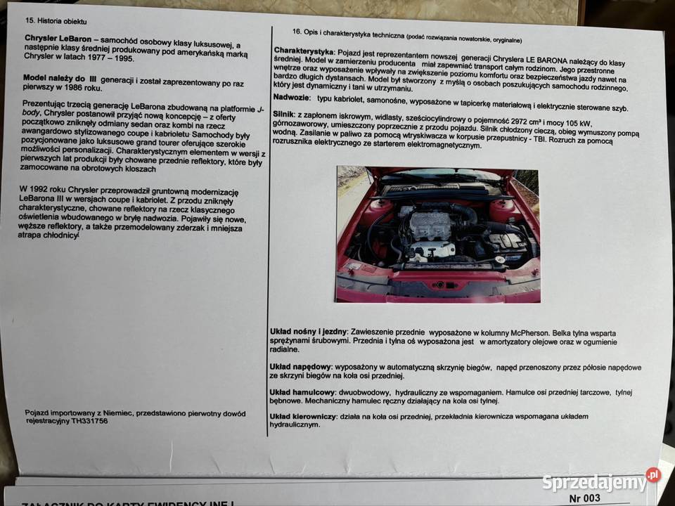 Chrysler Le Baron 1990r Klasyk Żółte blachy Wrocław