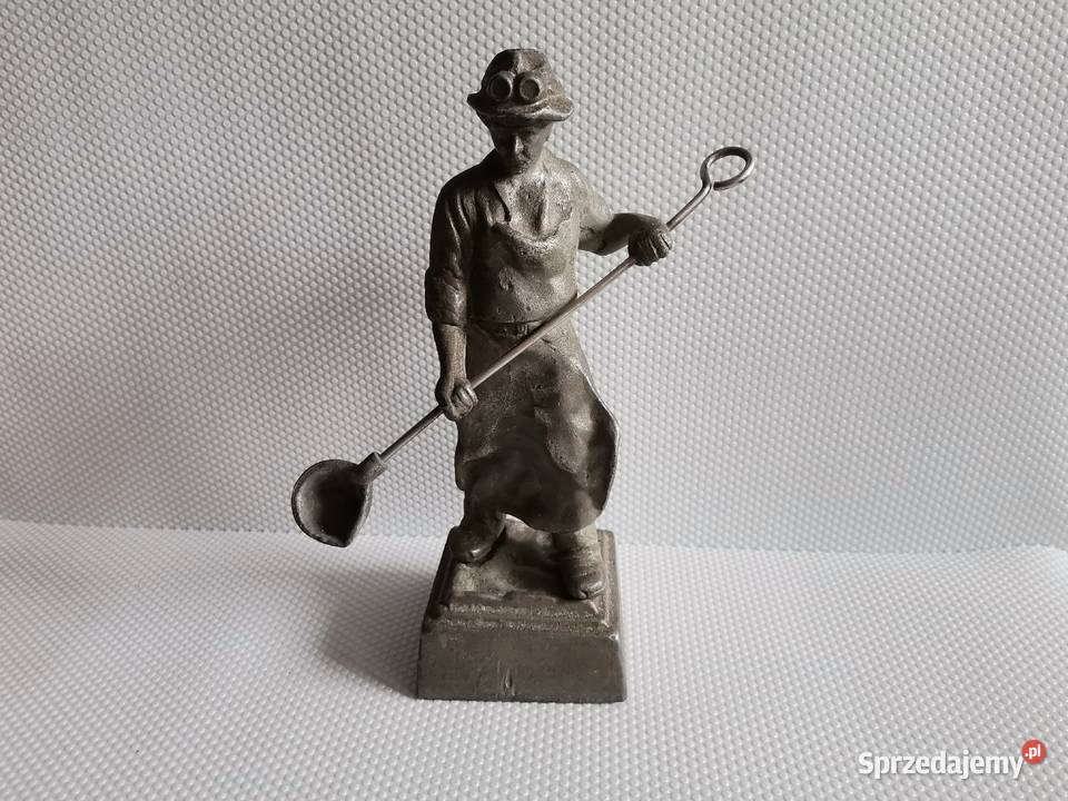 Stara duża figurka metalowa Hutnik PRL Katowice sprzedam