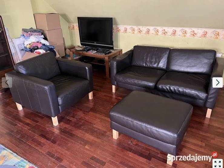 Ikea komplet wypoczynkowy ze skory naturalnej 88cm Bobrowniki
