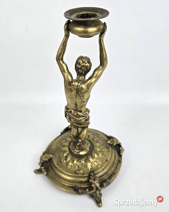 Świecznik figuralny brąz Fabryka Wolska Warszawa Bronisze