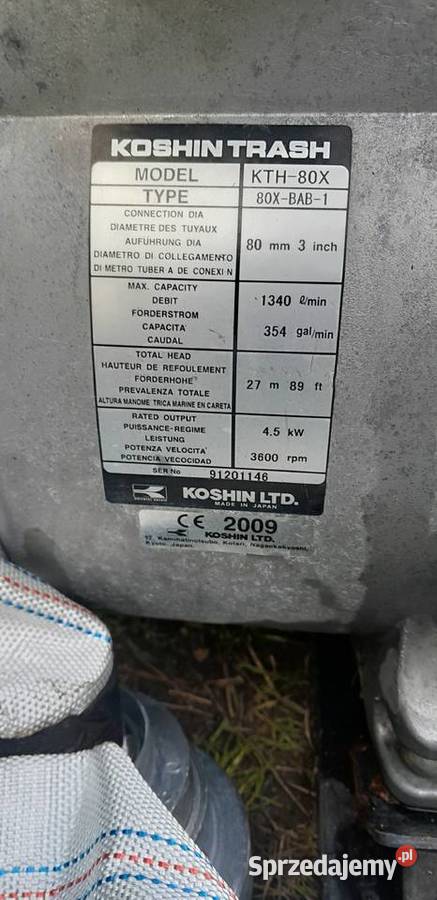 Pompa szlamowa spalinowa motopompa koshin kth80x