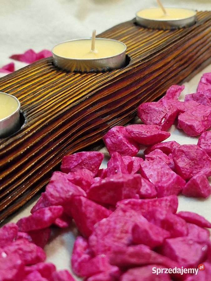 Świecznik Shou Sugi Ban drewno świerkowe