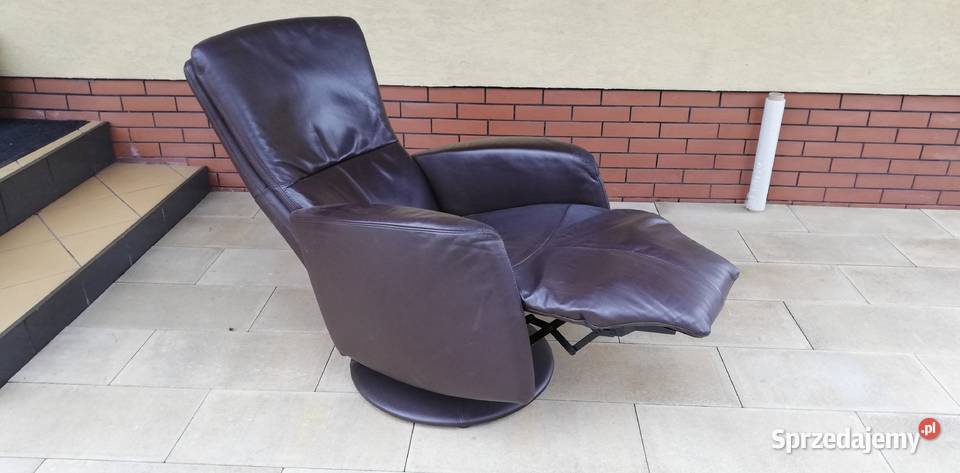 Fotel ze skóry naturalnej kręcony relaks mazowieckie Garwolin